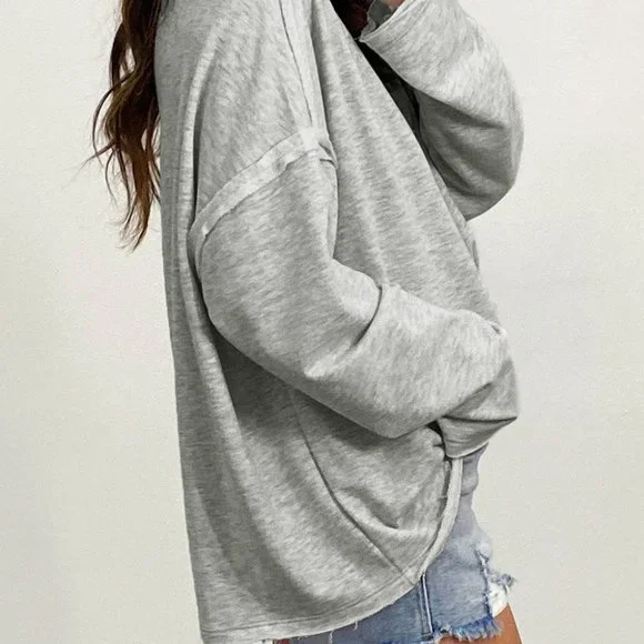 𝅺oversized Drop Sleeve Top with Pocket 😍 - Picture 3 of 6